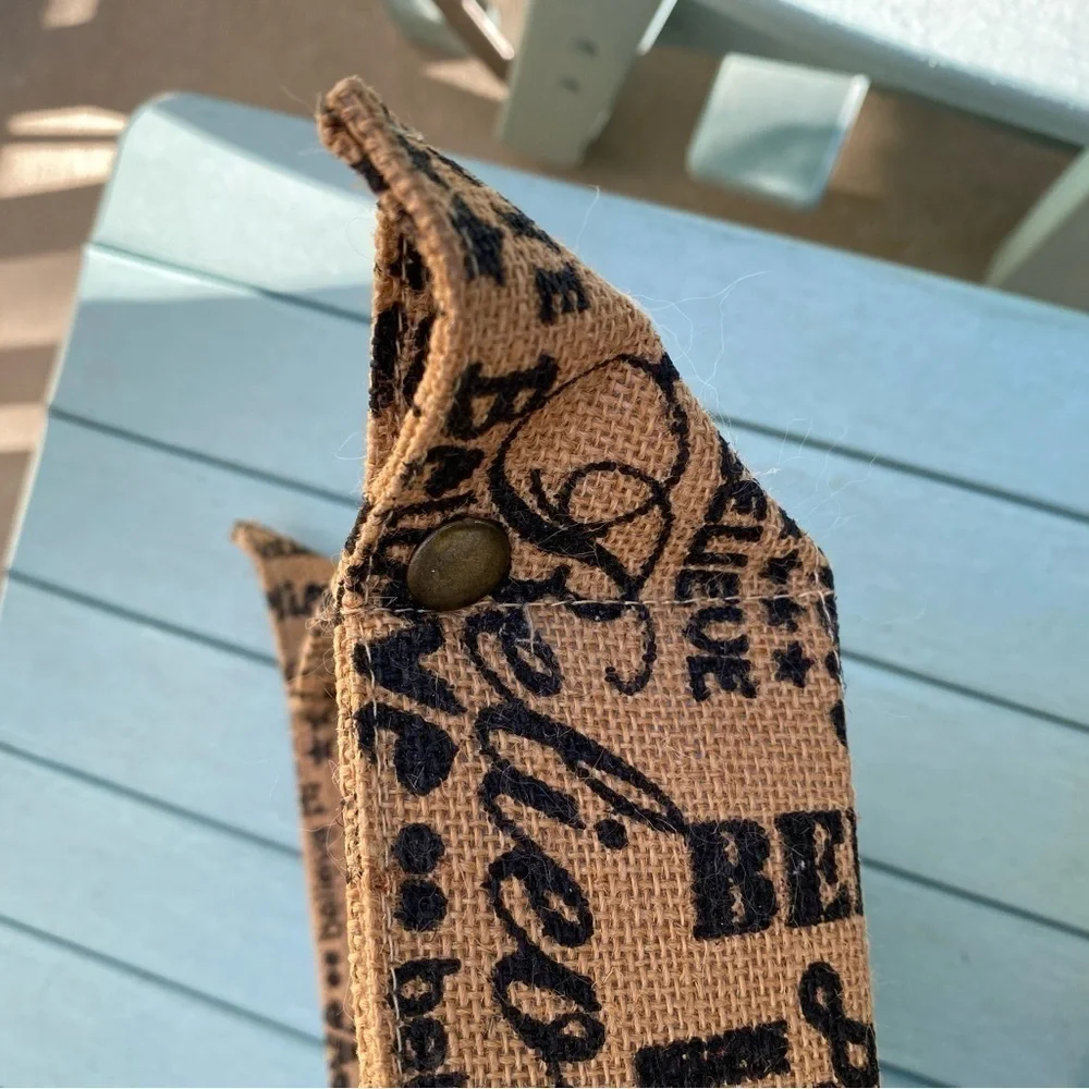 Burlap ‘Believe’ Basket. 10” square. Cute corners with snaps. Many uses 3” tall